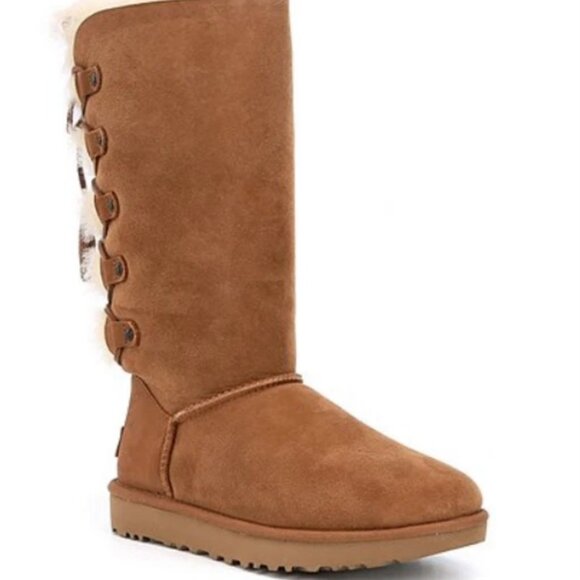 UGG Kristabelle Tall Suede and Sheepskin Lined Boots in Chestnut Brown - Picture 2 of 13